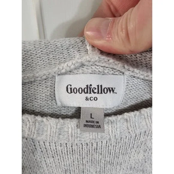 Goodfellow Co Men’s Large Gray Knit Pullover Hoodie Sweater Casual Preppy Cozy - Picture 4 of 7